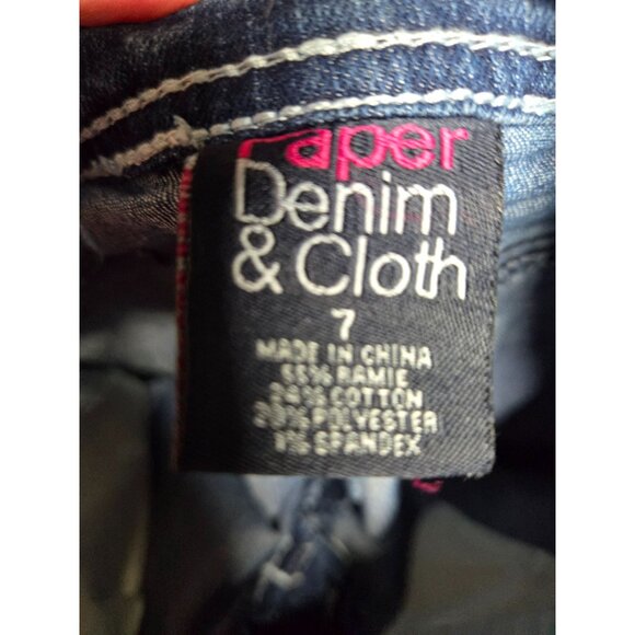 Paper Denim &amp; Cloth Girls' Jeans Size 7 Dark Wash‎ with Rhinestone Pocket - Picture 13 of 16